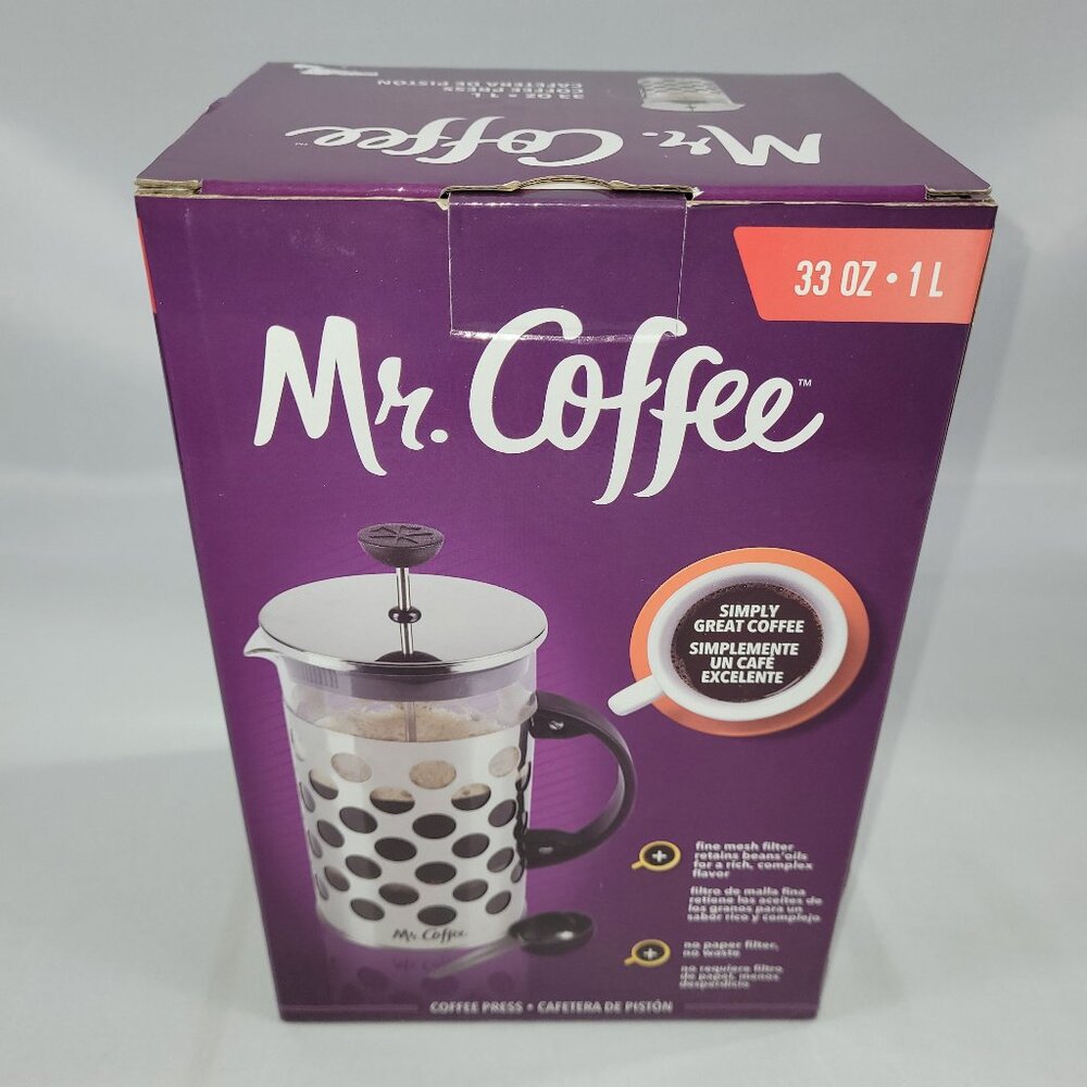 Mr Coffee French Press 33oz 1L Coffee Maker UNUSED